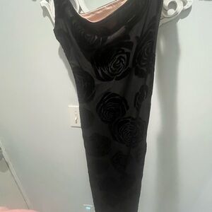 Elegant Black Rose Pattern Long Dress